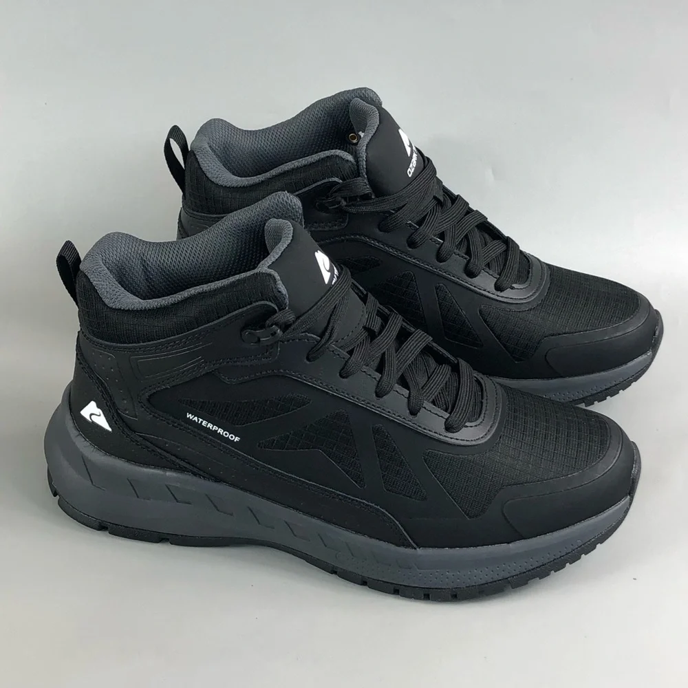 Ozark Trail Black and Gray Waterproof Mid-Top Hiking Boots Size 8